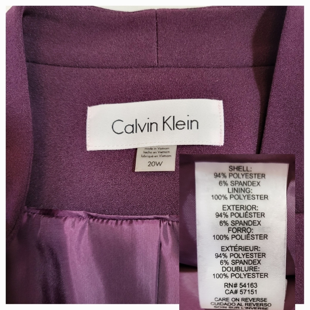 CALVIN KLEIN Collection Purple One Button Scuba Jacket - Plus Size 20W - Picture 6 of 7